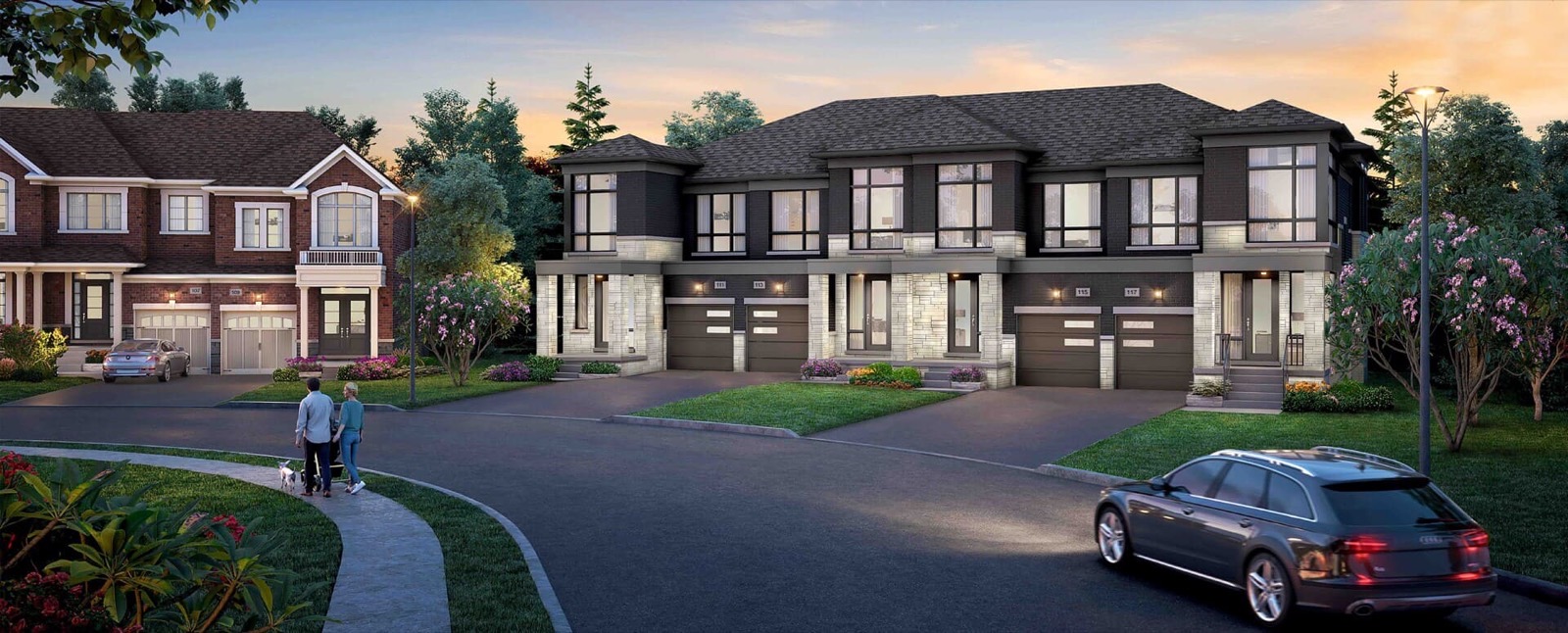 New Seaton townhome streetscape rendering by Brookfield Residential