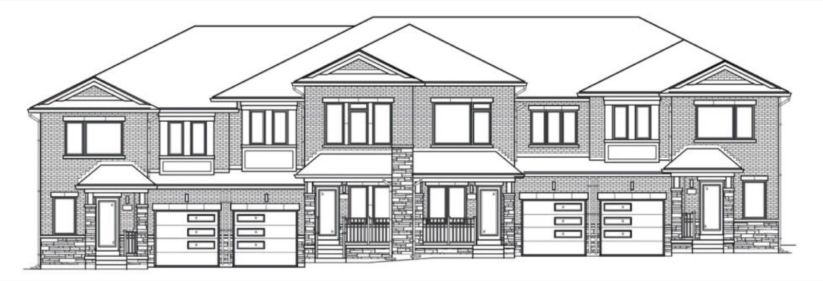 Townhome elevation drawing at Seaton Greens by Lebovic Homes